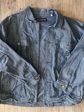 Vintage Pelle Pelle Men's Denim Jacket in Faded Blue Size 2XL
